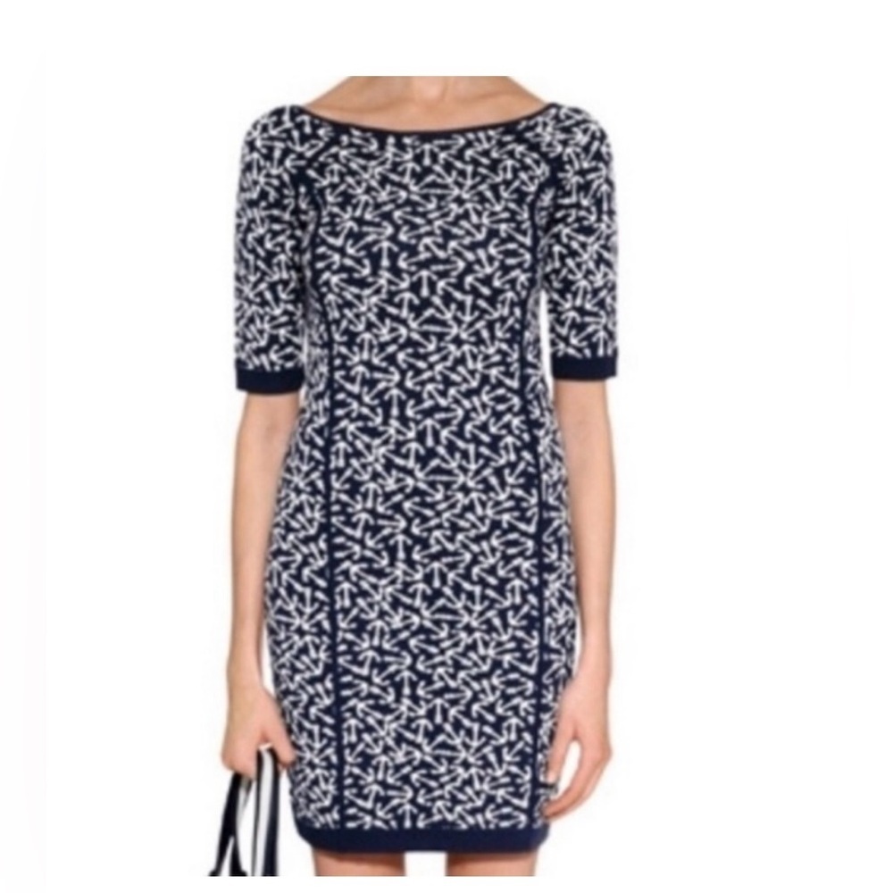 Juicy Couture Anchors Away Navy Wool Bodycon Dress size XS